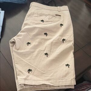 Palm Tree Embroidered Tan Men Shorts